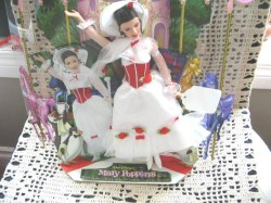 12'' ORIGINAL MARY POPPINS WHITE DRESS, PARASOL, SEARS MATTEL